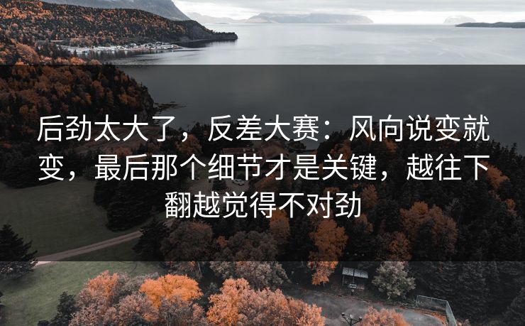 后劲太大了,反差大赛:风向说变就变,最后那个细节才是关键,越往下翻越觉得不对劲 后劲太大了,反差大赛:风向说变就变,最后那个细节才是关键,越往下翻越觉得不对劲