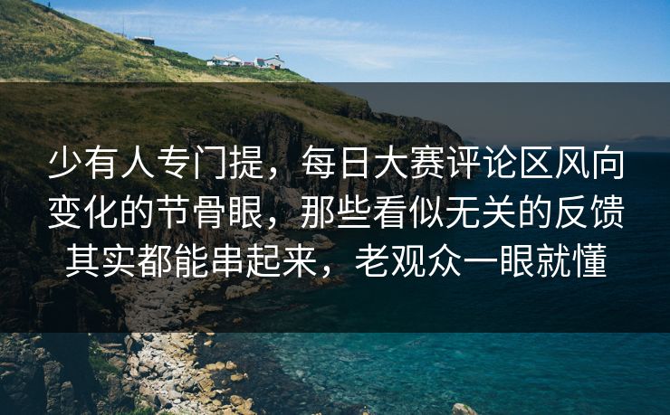 少有人专门提,每日大赛评论区风向变化的节骨眼,那些看似无关的反馈其实都能串起来,老观众一眼就懂 少有人专门提,每日大赛评论区风向变化的节骨眼,那些看似无关的反馈其实都能串起来,老观众一眼就懂